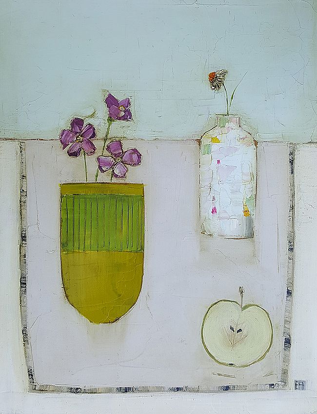 Eithne  Roberts - Apple, green vase and little bottle